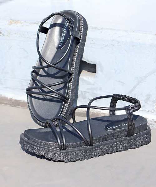 LibertyDoll（リバティードール）の「[軽量]厚底コードプラットフォームサンダル（サンダル・レディース・ブラック/ベージュ/カーキ・LL/S/M/L）」の6枚目の写真