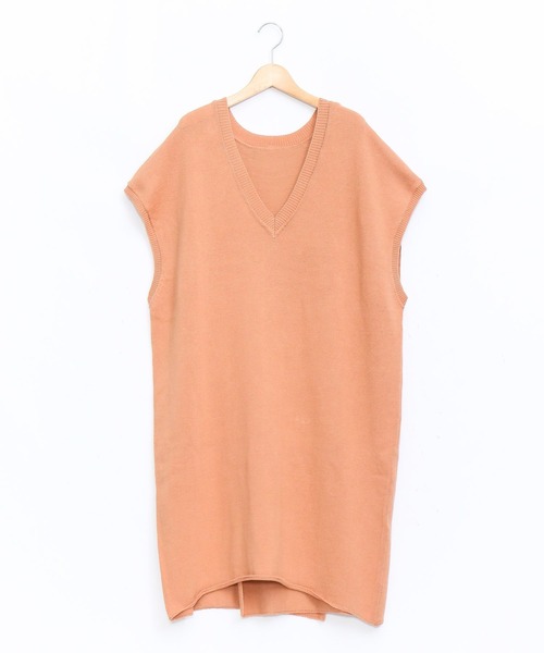 AS KNOW AS de base（アズノゥアズドゥバズ）の「八の字でＯＫロングベスト（ベスト・レディース・ブラック/アッシュグレー/ミント/ピンクベージュ・FREE）」の4枚目の写真