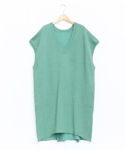 AS KNOW AS de base（アズノゥアズドゥバズ）の「八の字でＯＫロングベスト（ベスト・レディース・ブラック/アッシュグレー/ミント/ピンクベージュ・FREE）」の3枚目の写真