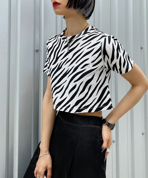 PAGEBOY（ページボーイ）の「WEB限定アイテム / ショートTシャツ（Tシャツ/カットソー・レディース・ブラック/レッド/オフホワイト/ブルー/ゼブラ/ネイビー/グリーン・FREE）」の14枚目の写真