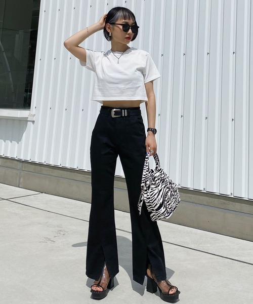 PAGEBOY（ページボーイ）の「WEB限定アイテム / ショートTシャツ（Tシャツ/カットソー・レディース・ブラック/レッド/オフホワイト/ブルー/ゼブラ/ネイビー/グリーン・FREE）」の11枚目の写真