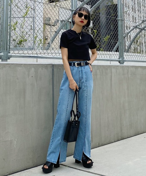 PAGEBOY（ページボーイ）の「WEB限定アイテム / ショートTシャツ（Tシャツ/カットソー・レディース・ブラック/レッド/オフホワイト/ブルー/ゼブラ/ネイビー/グリーン・FREE）」の9枚目の写真