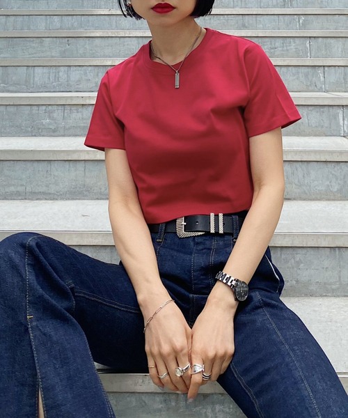 PAGEBOY（ページボーイ）の「WEB限定アイテム / ショートTシャツ（Tシャツ/カットソー・レディース・ブラック/レッド/オフホワイト/ブルー/ゼブラ/ネイビー/グリーン・FREE）」の12枚目の写真