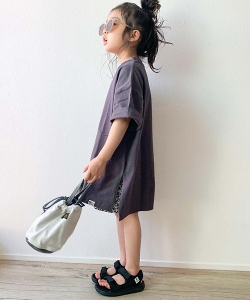 CIAOPANIC TYPY（チャオパニックティピー）の「【KIDS】USAコットンスリットチュニック（Tシャツ/カットソー・キッズ・ミント/チャコールグレー/ベージュ・LARGE/XX-LARGE/X-LARGE/SMALL/MEDIUM）」の15枚目の写真