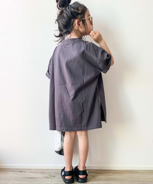 CIAOPANIC TYPY（チャオパニックティピー）の「【KIDS】USAコットンスリットチュニック（Tシャツ/カットソー・キッズ・ミント/チャコールグレー/ベージュ・LARGE/XX-LARGE/X-LARGE/SMALL/MEDIUM）」の16枚目の写真