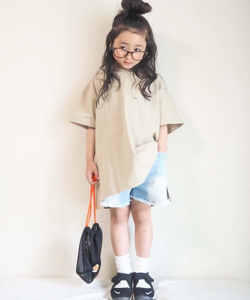 CIAOPANIC TYPY（チャオパニックティピー）の「【KIDS】USAコットンスリットチュニック（Tシャツ/カットソー・キッズ・ミント/チャコールグレー/ベージュ・LARGE/XX-LARGE/X-LARGE/SMALL/MEDIUM）」の13枚目の写真