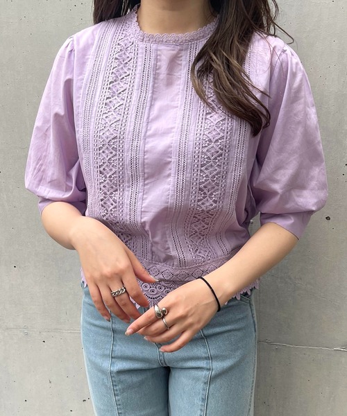 Mysa&Liina（ミーサリーナ）の「レース切替ピンタックブラウス（シャツ/ブラウス・レディース・カーキ/ブルー/ラベンダー/キナリ・M/L）」の22枚目の写真