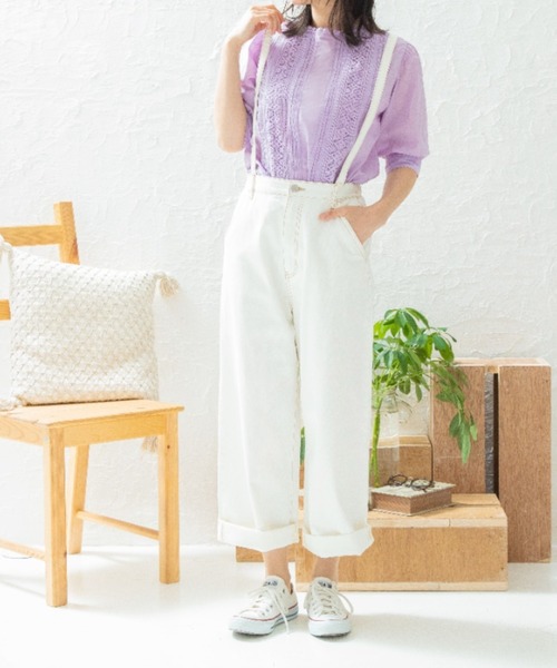 Mysa&Liina（ミーサリーナ）の「レース切替ピンタックブラウス（シャツ/ブラウス・レディース・カーキ/ブルー/ラベンダー/キナリ・M/L）」の20枚目の写真