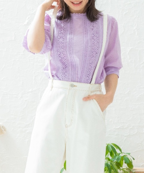 Mysa&Liina（ミーサリーナ）の「レース切替ピンタックブラウス（シャツ/ブラウス・レディース・カーキ/ブルー/ラベンダー/キナリ・M/L）」の19枚目の写真