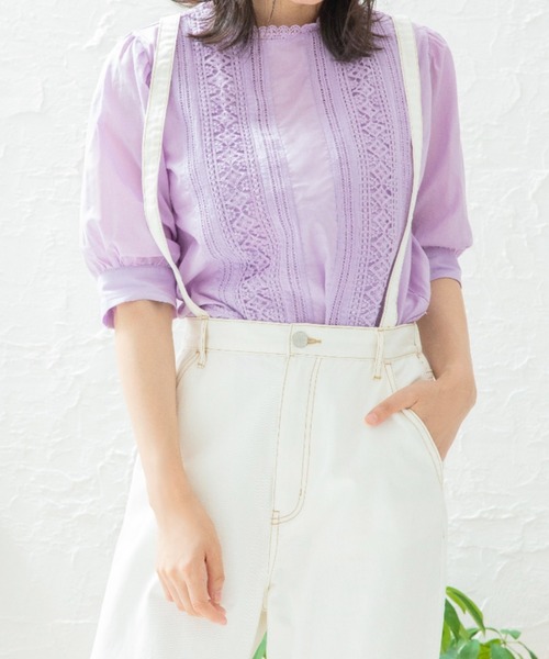 Mysa&Liina（ミーサリーナ）の「レース切替ピンタックブラウス（シャツ/ブラウス・レディース・カーキ/ブルー/ラベンダー/キナリ・M/L）」の18枚目の写真