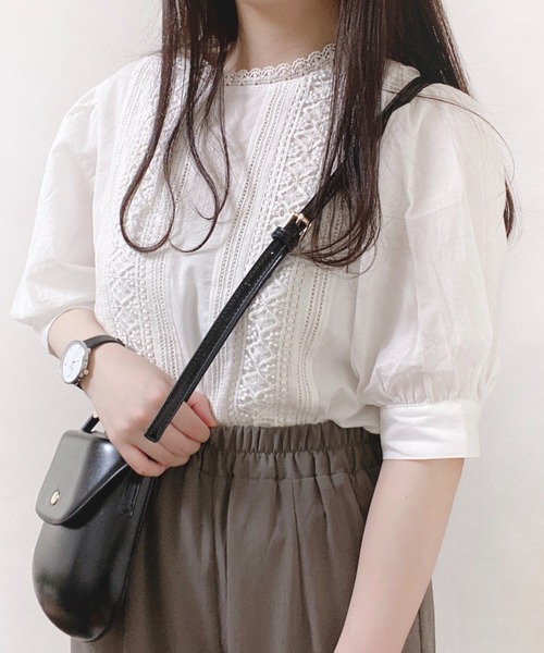 Mysa&Liina（ミーサリーナ）の「レース切替ピンタックブラウス（シャツ/ブラウス・レディース・カーキ/ブルー/ラベンダー/キナリ・M/L）」の15枚目の写真