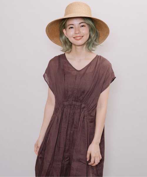 miniyu(ミニュウ)の「【NIMES】リネン・シアーロングワンピース(ワンピース・レディース・ブラック/ブラウン/ピンク/グリーン・FREE)」の6枚目の写真