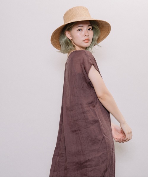 miniyu(ミニュウ)の「【NIMES】リネン・シアーロングワンピース(ワンピース・レディース・ブラック/ブラウン/ピンク/グリーン・FREE)」の7枚目の写真