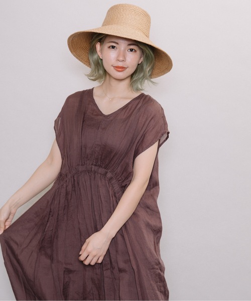 miniyu(ミニュウ)の「【NIMES】リネン・シアーロングワンピース(ワンピース・レディース・ブラック/ブラウン/ピンク/グリーン・FREE)」の8枚目の写真