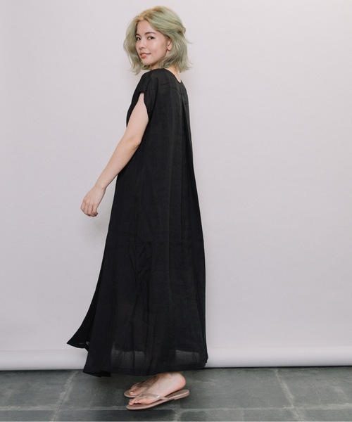 miniyu(ミニュウ)の「【NIMES】リネン・シアーロングワンピース(ワンピース・レディース・ブラック/ブラウン/ピンク/グリーン・FREE)」の10枚目の写真