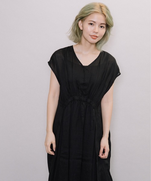 miniyu(ミニュウ)の「【NIMES】リネン・シアーロングワンピース(ワンピース・レディース・ブラック/ブラウン/ピンク/グリーン・FREE)」の14枚目の写真