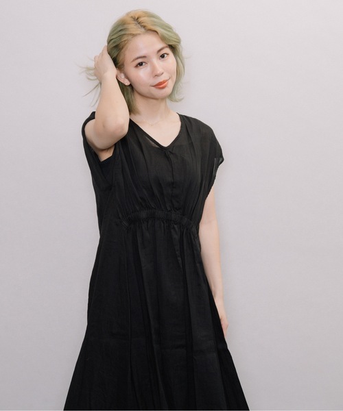 miniyu(ミニュウ)の「【NIMES】リネン・シアーロングワンピース(ワンピース・レディース・ブラック/ブラウン/ピンク/グリーン・FREE)」の15枚目の写真