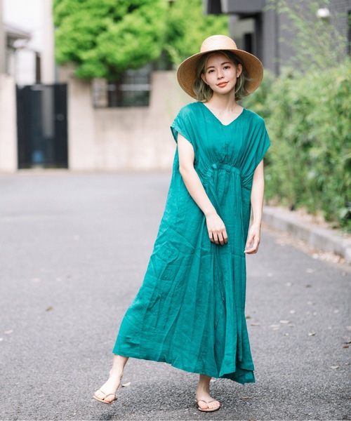 miniyu(ミニュウ)の「【NIMES】リネン・シアーロングワンピース(ワンピース・レディース・ブラック/ブラウン/ピンク/グリーン・FREE)」の16枚目の写真