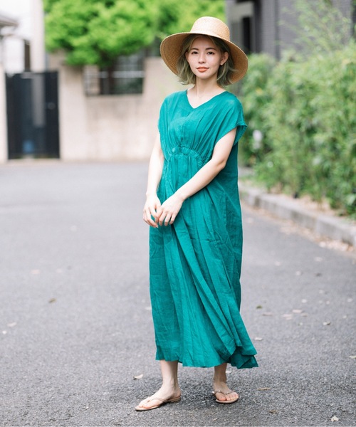 miniyu(ミニュウ)の「【NIMES】リネン・シアーロングワンピース(ワンピース・レディース・ブラック/ブラウン/ピンク/グリーン・FREE)」の17枚目の写真