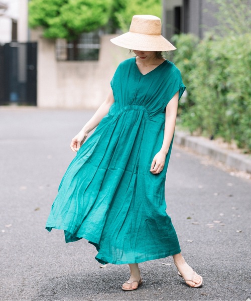 miniyu(ミニュウ)の「【NIMES】リネン・シアーロングワンピース(ワンピース・レディース・ブラック/ブラウン/ピンク/グリーン・FREE)」の19枚目の写真