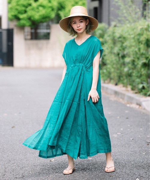 miniyu(ミニュウ)の「【NIMES】リネン・シアーロングワンピース(ワンピース・レディース・ブラック/ブラウン/ピンク/グリーン・FREE)」の20枚目の写真