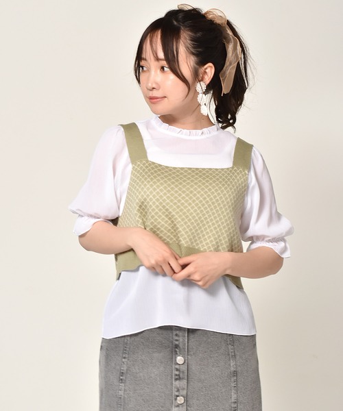 おもちさん専用euwベージュ ニットビスチェ セール】【新色追加】ショート丈フェザーペプラムニットビスチェ