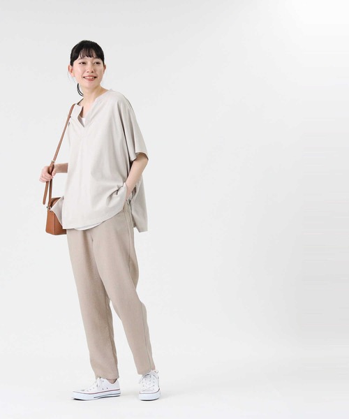 RAG MACHINE（ラグマシーン）の「【RAG MACHINE】リネンライクテーパードパンツ（その他パンツ・レディース・ブラック/ベージュ/ネイビー/オリーブ/ライトベージュ/ネイビー×ホワイト・L/M）」の12枚目の写真