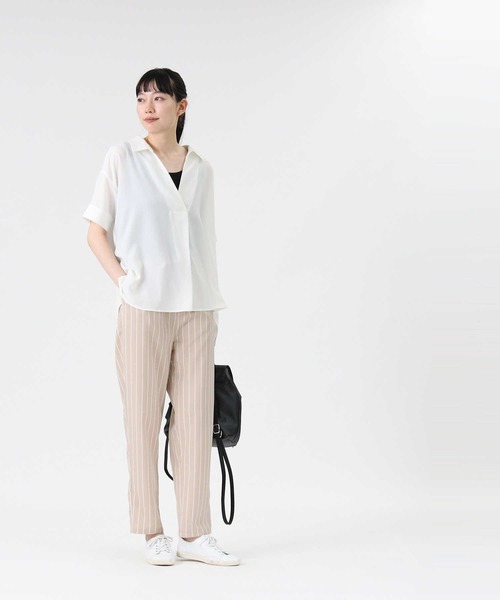 RAG MACHINE（ラグマシーン）の「【RAG MACHINE】リネンライクテーパードパンツ（その他パンツ・レディース・ブラック/ベージュ/ネイビー/オリーブ/ライトベージュ/ネイビー×ホワイト・L/M）」の20枚目の写真