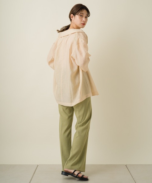Kastane（カスタネ）の「シアー五分袖シャツジャケット（テーラードジャケット・レディース・ホワイト系その他/グリーン系その他/ピンク・FREE）」の20枚目の写真