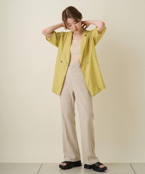 Kastane（カスタネ）の「シアー五分袖シャツジャケット（テーラードジャケット・レディース・ホワイト系その他/グリーン系その他/ピンク・FREE）」の8枚目の写真