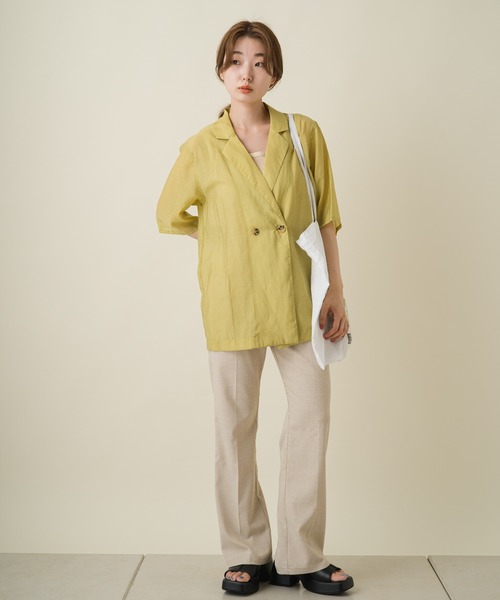 Kastane（カスタネ）の「シアー五分袖シャツジャケット（テーラードジャケット・レディース・ホワイト系その他/グリーン系その他/ピンク・FREE）」の9枚目の写真