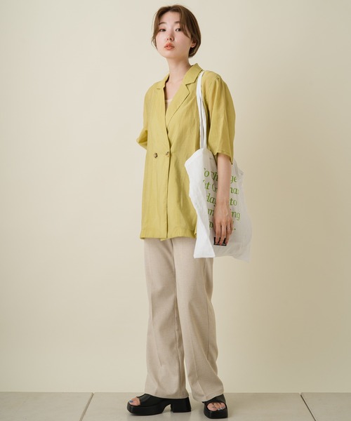 Kastane（カスタネ）の「シアー五分袖シャツジャケット（テーラードジャケット・レディース・ホワイト系その他/グリーン系その他/ピンク・FREE）」の10枚目の写真