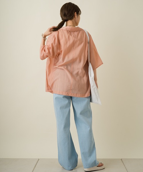 Kastane（カスタネ）の「シアー五分袖シャツジャケット（テーラードジャケット・レディース・ホワイト系その他/グリーン系その他/ピンク・FREE）」の15枚目の写真