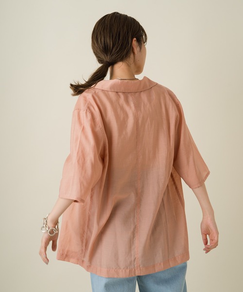 Kastane（カスタネ）の「シアー五分袖シャツジャケット（テーラードジャケット・レディース・ホワイト系その他/グリーン系その他/ピンク・FREE）」の18枚目の写真