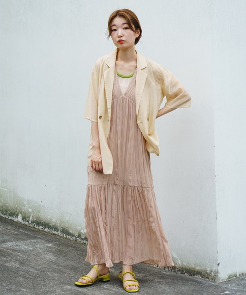 Kastane（カスタネ）の「シアー五分袖シャツジャケット（テーラードジャケット・レディース・ホワイト系その他/グリーン系その他/ピンク・FREE）」の4枚目の写真