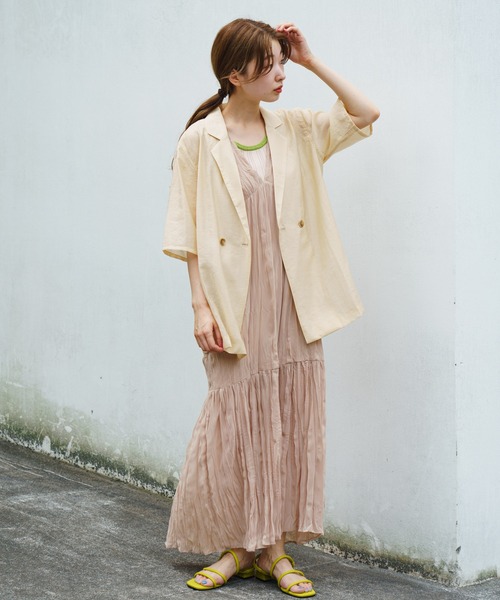 Kastane（カスタネ）の「シアー五分袖シャツジャケット（テーラードジャケット・レディース・ホワイト系その他/グリーン系その他/ピンク・FREE）」の5枚目の写真