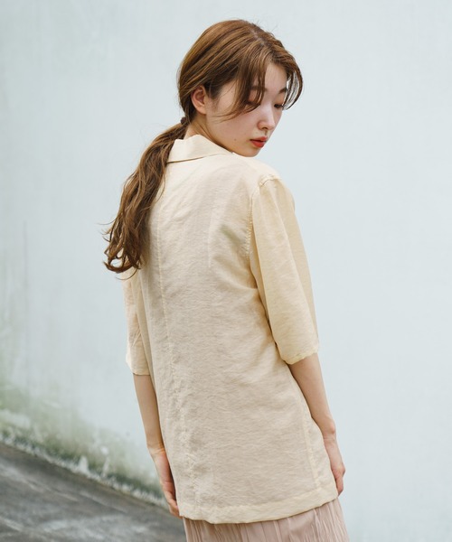 Kastane（カスタネ）の「シアー五分袖シャツジャケット（テーラードジャケット・レディース・ホワイト系その他/グリーン系その他/ピンク・FREE）」の7枚目の写真