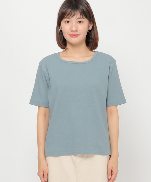 LBC(エルビーシー)の「汗ジミ防止リブTシャツ(Tシャツ/カットソー・レディース・グレー/ブラック/ベージュ・M/L)」の4枚目の写真