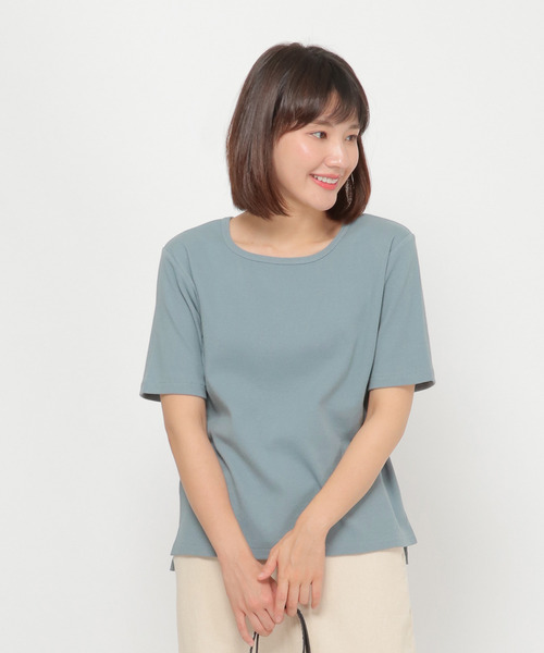 LBC(エルビーシー)の「汗ジミ防止リブTシャツ(Tシャツ/カットソー・レディース・グレー/ブラック/ベージュ・M/L)」の15枚目の写真