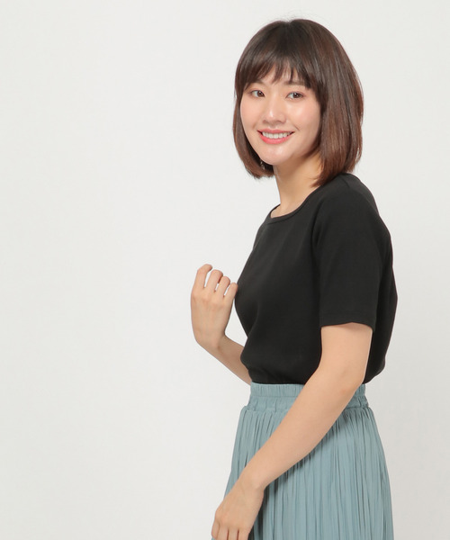 LBC(エルビーシー)の「汗ジミ防止リブTシャツ(Tシャツ/カットソー・レディース・グレー/ブラック/ベージュ・M/L)」の16枚目の写真