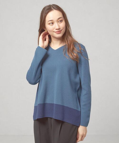 closet story（クローゼットストーリー）の「＜closet story（クローゼットストーリー）＞バイカラー ニット プルオーバー -ウォッシャブル-（ニット/セーター・レディース・ライトグレー/ピンク/ロイヤルブルー・FREE）」の3枚目の写真