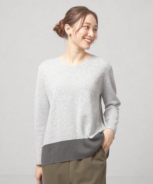 closet story（クローゼットストーリー）の「＜closet story（クローゼットストーリー）＞バイカラー ニット プルオーバー -ウォッシャブル-（ニット/セーター・レディース・ライトグレー/ピンク/ロイヤルブルー・FREE）」の2枚目の写真