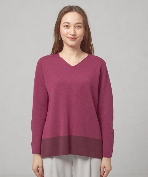 closet story（クローゼットストーリー）の「＜closet story（クローゼットストーリー）＞バイカラー ニット プルオーバー -ウォッシャブル-（ニット/セーター・レディース・ライトグレー/ピンク/ロイヤルブルー・FREE）」の6枚目の写真