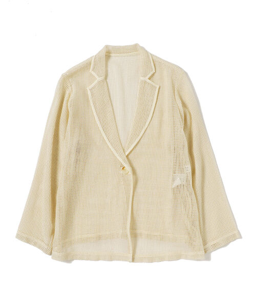 Ray BEAMS（レイビームス）の「Ray BEAMS / メッシュ 1ボタン ジャケット（テーラードジャケット・レディース・ナチュラル/ブラック・ONE SIZE）」の6枚目の写真