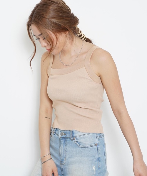 TheOpen Product（ザオープンプロダクト）の「THE OPEN PRODUCT ASYMMETRIC KNIT SLEEVELESS 2 GTO212KT001（ニット/セーター・レディース・ベージュ・1）」の4枚目の写真