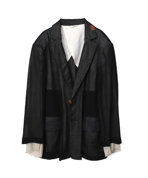 Maison MIHARA YASUHIRO(メゾンミハラヤスヒロ)の「【Maison MIHARA YASUHIRO】 シースルーウールジャケット/See Through Wool Jacket(テーラードジャケット・レディース・ブラック/ベージュ・36/38)」の13枚目の写真