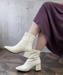 ALPHA CUBIC | リアルレザー スクエアトゥ ショートブーツ(ブーツ)