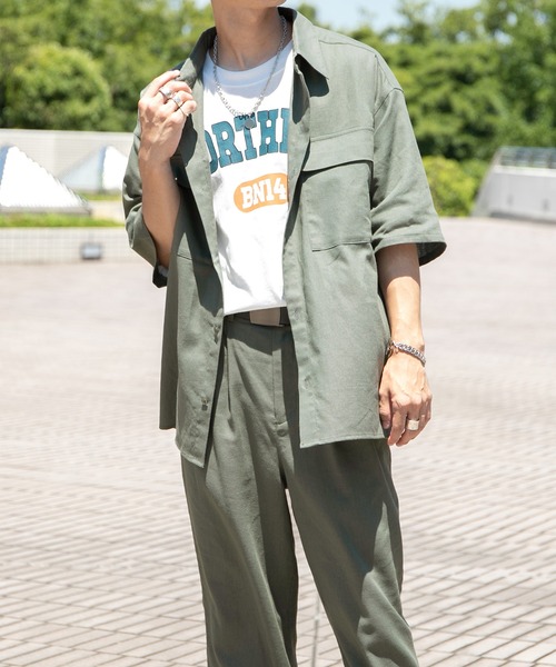 PairPair（ペアペア）の「コットンリネンBIGシャツ/セットアップ対応(ユニセックス)（セットアップ・レディース・ライトブラウン/ライトカーキ/グレイッシュブルー・MEDIUM/LARGE）」の21枚目の写真