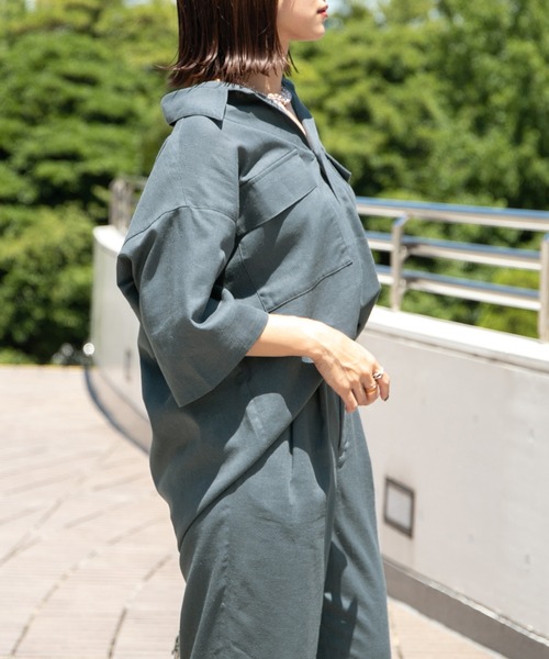 PairPair（ペアペア）の「コットンリネンBIGシャツ/セットアップ対応(ユニセックス)（セットアップ・レディース・ライトブラウン/ライトカーキ/グレイッシュブルー・MEDIUM/LARGE）」の22枚目の写真