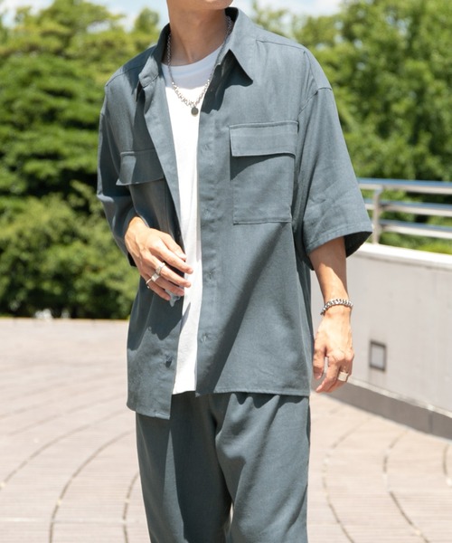 PairPair（ペアペア）の「コットンリネンBIGシャツ/セットアップ対応(ユニセックス)（セットアップ・レディース・ライトブラウン/ライトカーキ/グレイッシュブルー・MEDIUM/LARGE）」の10枚目の写真